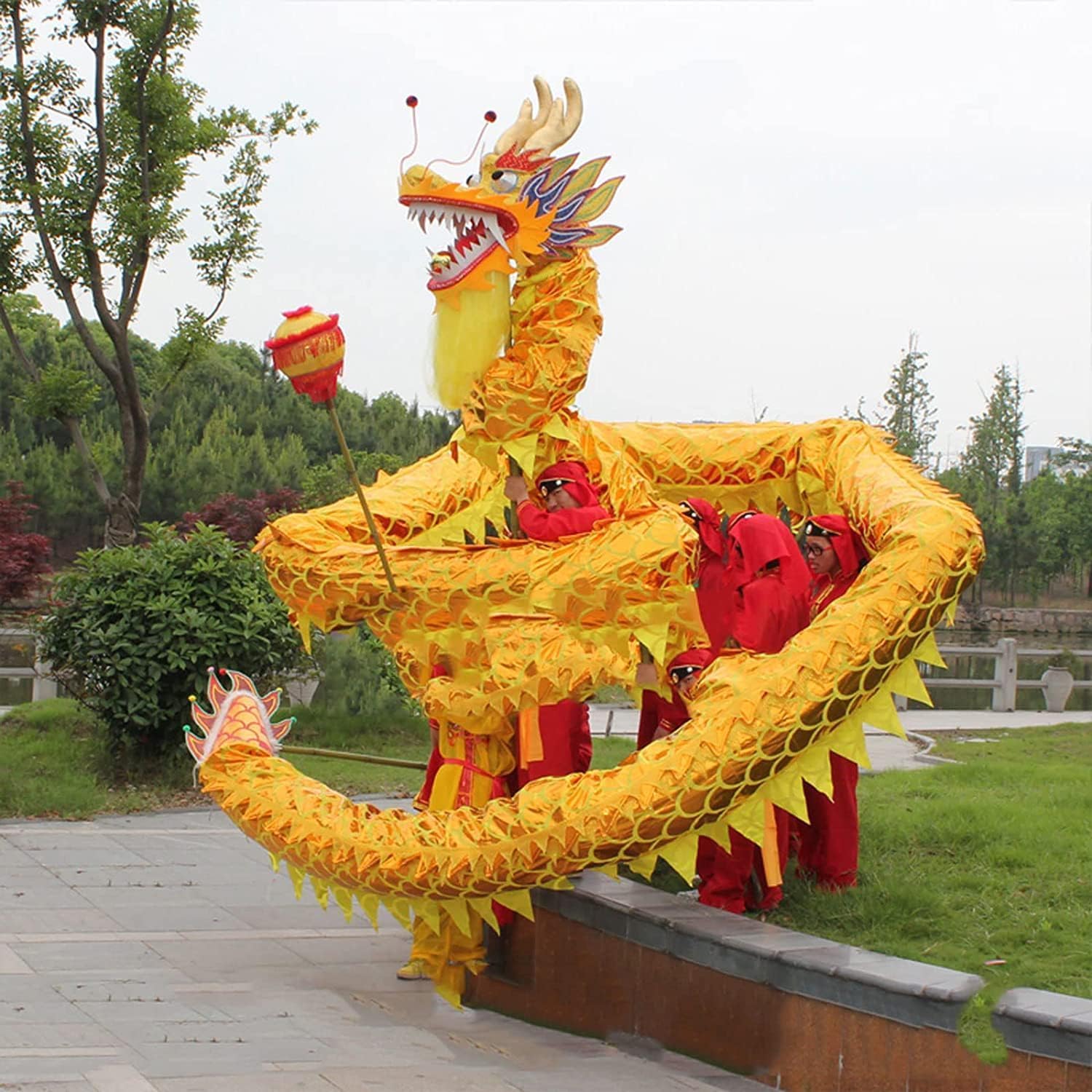 Drago Cinese per Feste 18 M/59 Piedi Dragon Dance Performance Panno di Raso Drago Seta Plastica Entertainment Feste Cinesi in Italia(Black)