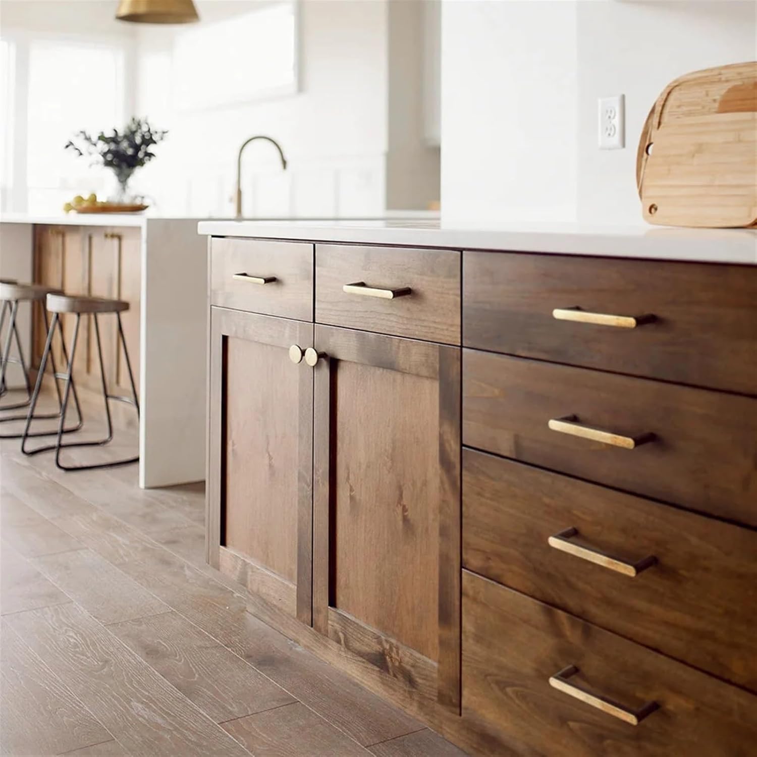 Vintage Cabinet Handle Kitchen Drawer Handles Cabinet Knob Antique Brass Matte Cupboard Pulls Furniture Long Handle 1Pcs (Color : 1022GT-DK Plus, Size : 6pc)