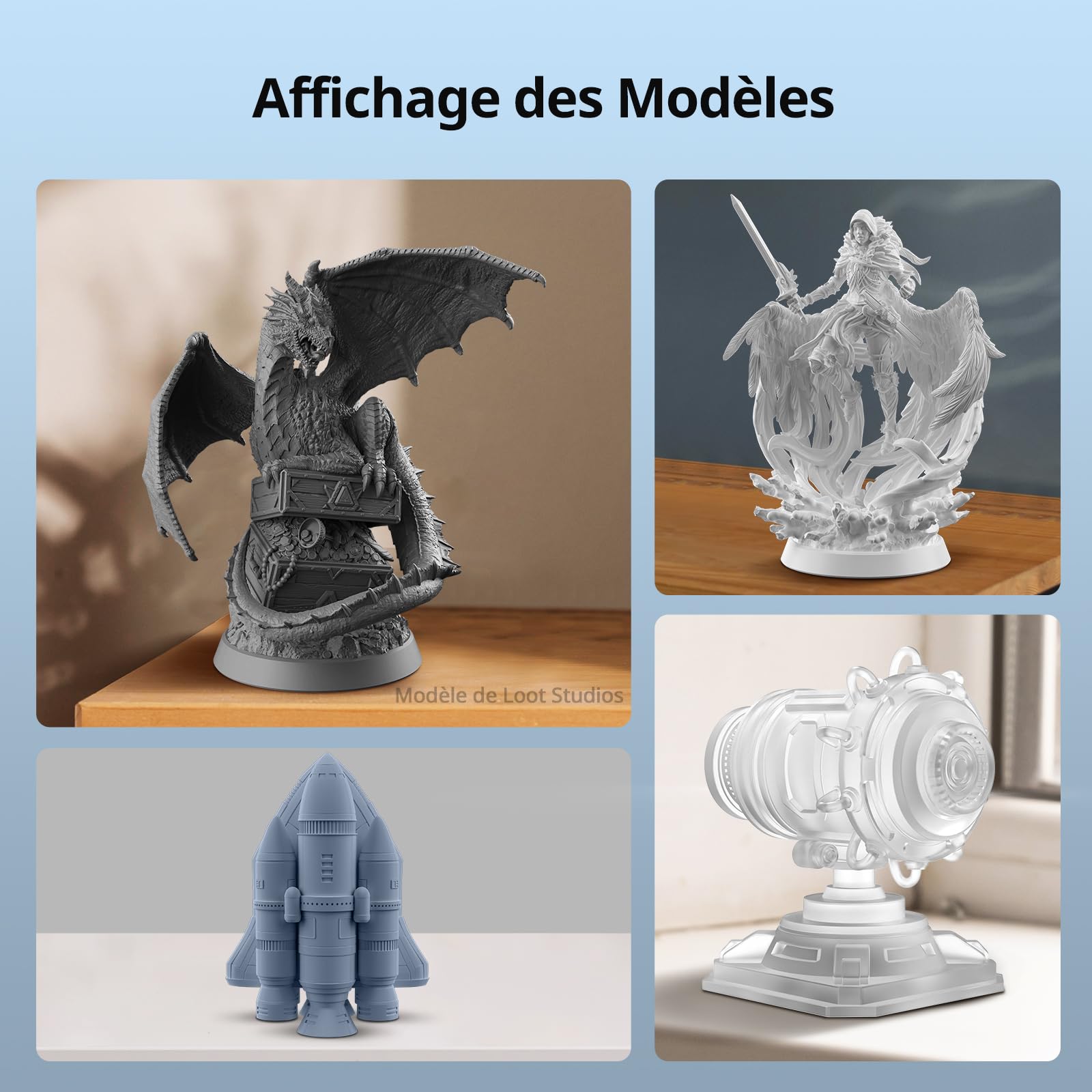 ANYCUBIC Résine Haute Vitesse 2.0 pour imprimante 3D, Imprime jusqu'à 3 fois plus vite, Spéciale pour Anycubic Photon Mono M5s/M7 Series, Haute Pession, Faible Odeur,Retrait, Gris