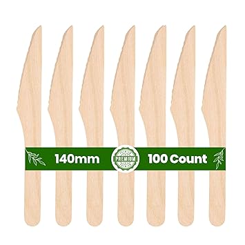 Umbrella Corporation 14cm - Count of 100 Wooden Cake Cutting Knife, Disposable Knife for Cake Cutting, Eco-Friendly & Biodegradable Wooden Dining Flatware