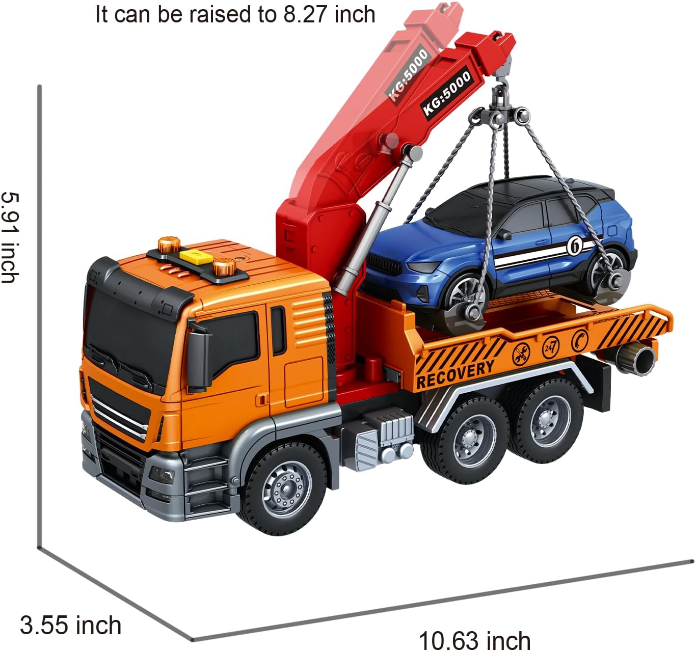 Tow Truck Toy, for 3 4 5 6 7 Years Old Boy, Truck Vehicle Toy with acousto-Optic Inertial Function Racing Car, Traffic Signs Roadblock Guidepost, Working Hook, Rescue, Birthday Gifts for Boys