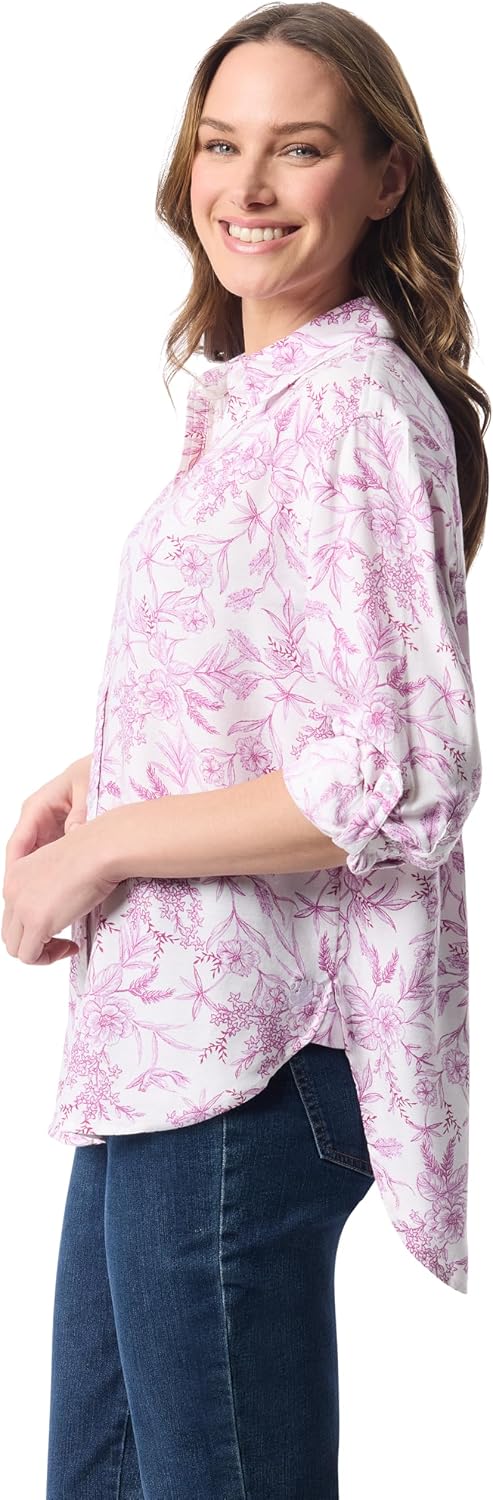 Gloria Vanderbilt Womens Amanda Oversized Button Down Shirt with Roll-tab Sleeves Standard