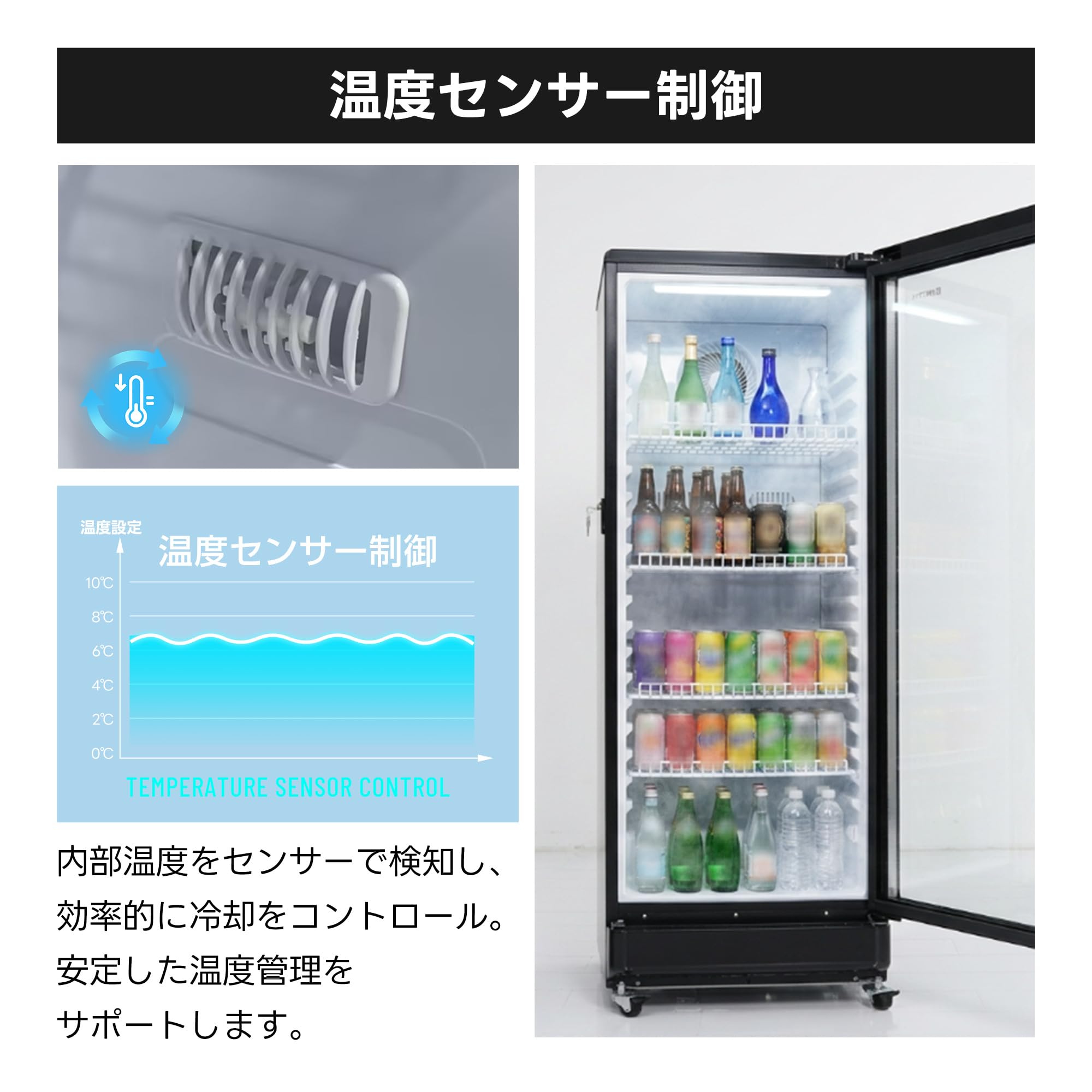 Amazon | SENTERN 冷蔵ショーケース 200L 業務用冷蔵庫 縦型