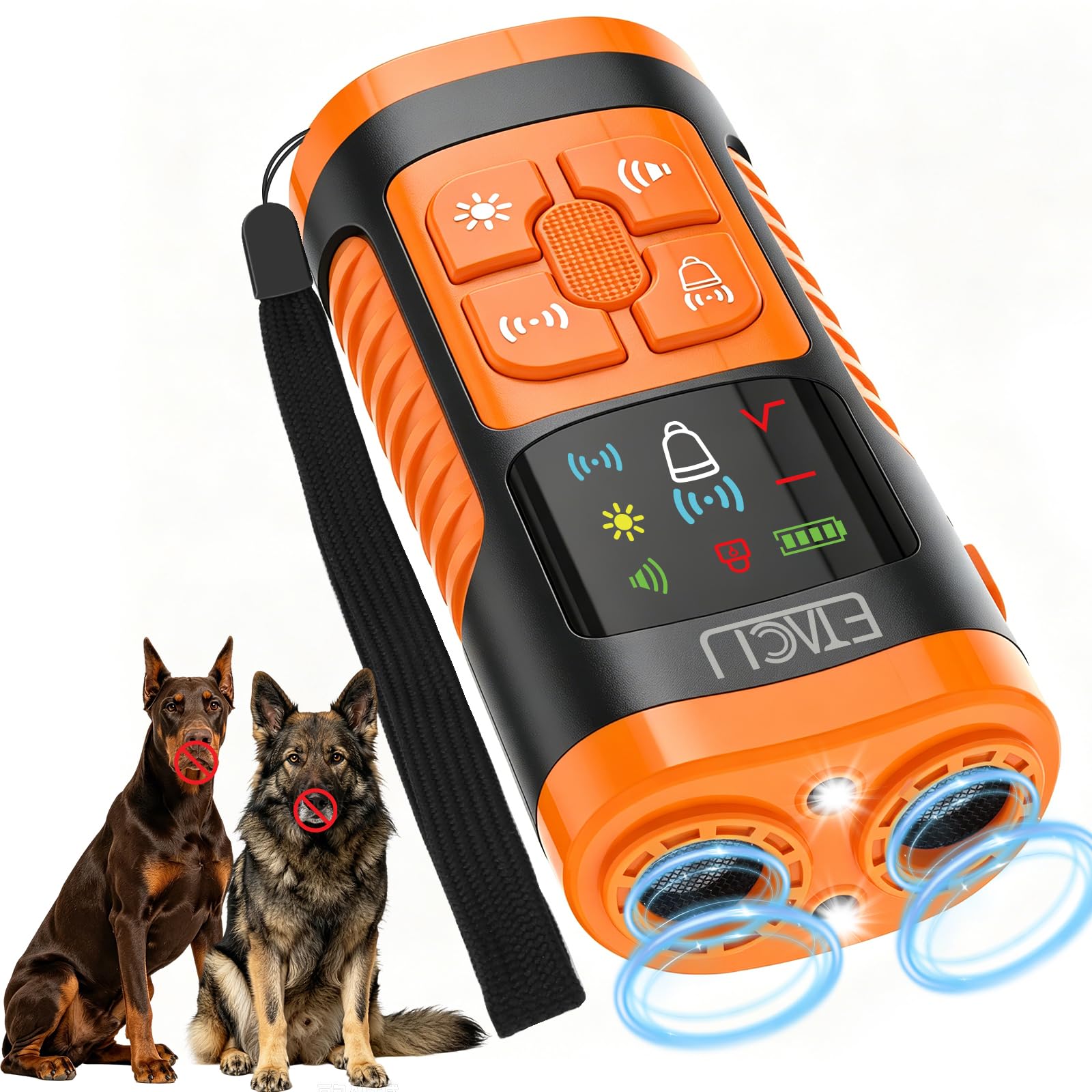 ETACCU Anti Barking Device for Dogs,Ultrasonic Dog Barking Deterrent Devices with LED Flashlight,4 Training Modes 23 FT Range Barks for Dogs