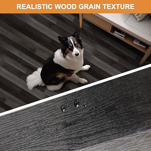 Miniatura 3 de Oxdigi Azulejos de madera impermeables para despegar y pegar, azulejos de vinilo autoadhesivos, calcomanías de suelo de bricolaje, suelos vintage