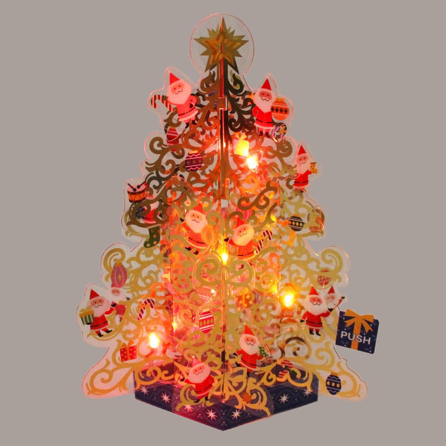 Mini Santa's Golden Christmas Tree Lights and 20 Melodies