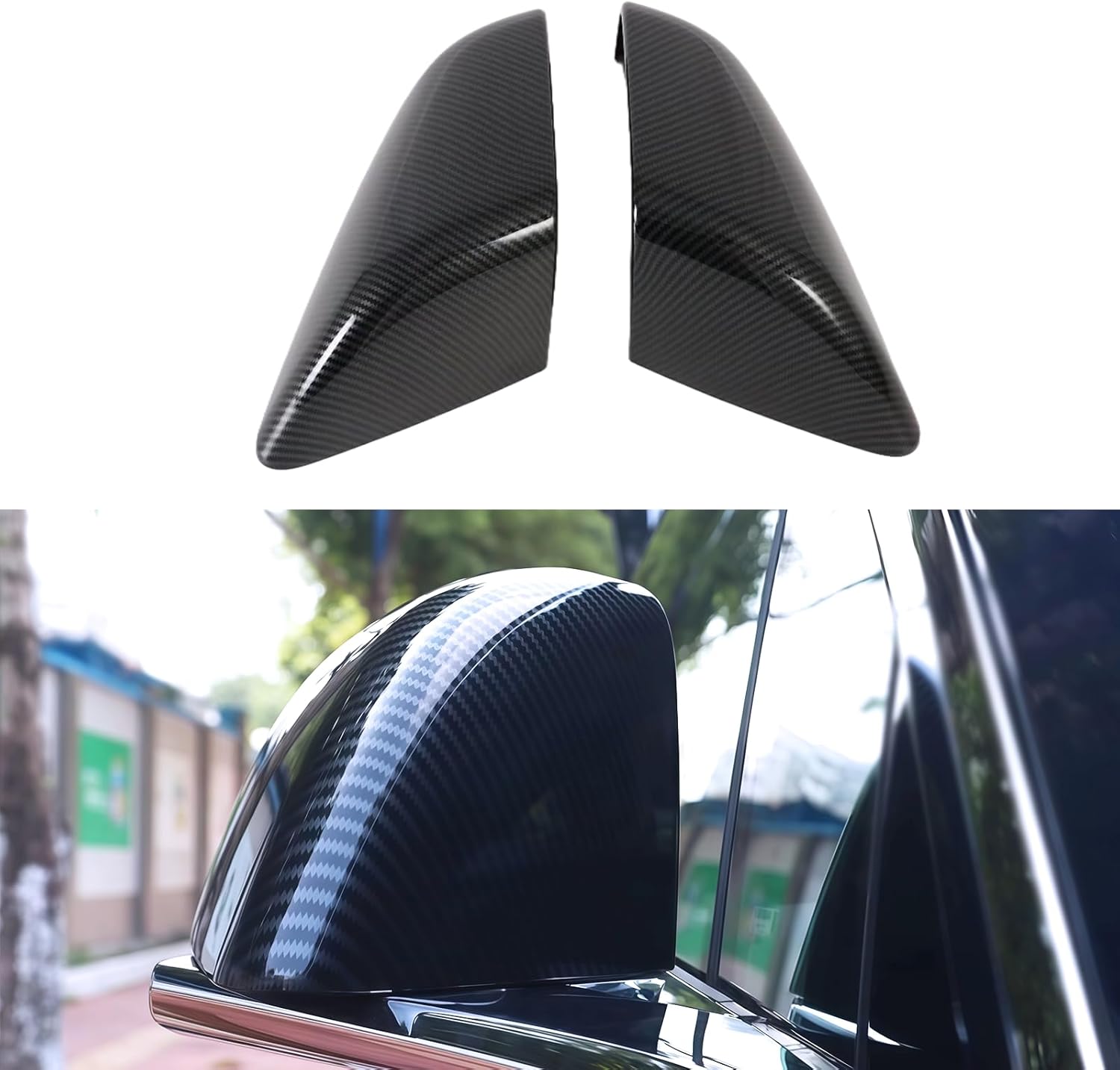 Side Door Rearview Mirror Cover Frame Trim for Tesla Model X 2016-2025 Car Exterior Decoration (Pack of 2) (ABS Gloss Black)