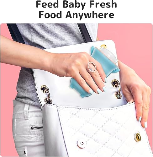 Miniatura 7 de Befano Blender - Molinillo de alimentos para bebés Mini licuadora portátil con biberón de silicona y cucharas para bebés (recarga rápida USB,