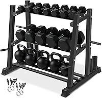 Bongkim Dumbbell Rack Stand - 1100LBS Capacity Multi-Functional Weight Storage for Dumbbells, Kettlebells, Barbells & Plates | Home Gym Organizer