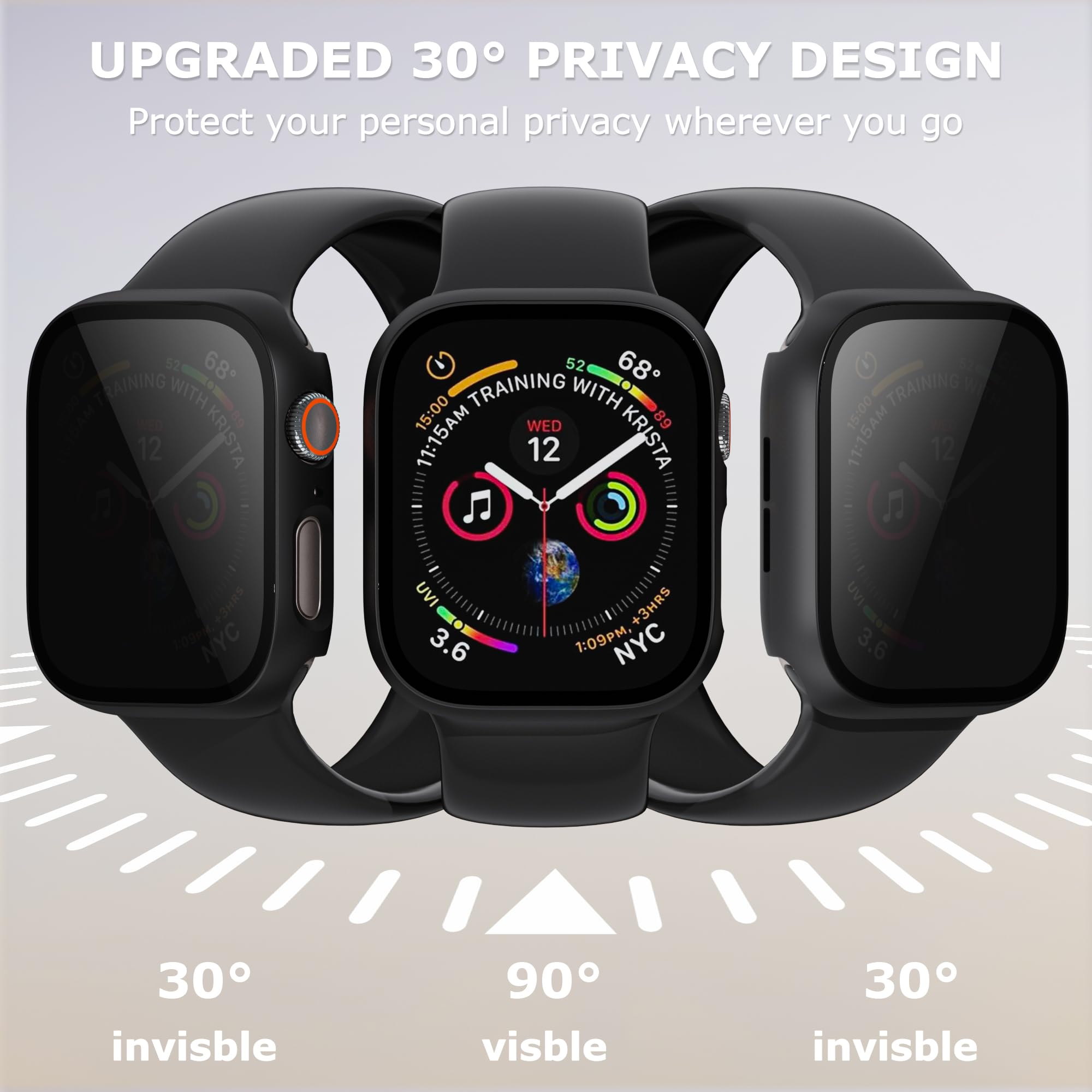 LINTEKER 2 Pack for Apple Watch 44mm Case with Privacy Screen Protector - Image 2