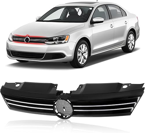 Vista 8 de CarPartsDepot Rejilla delantera compatible con Volkswagen Jetta (1999-2005 Jetta Black)