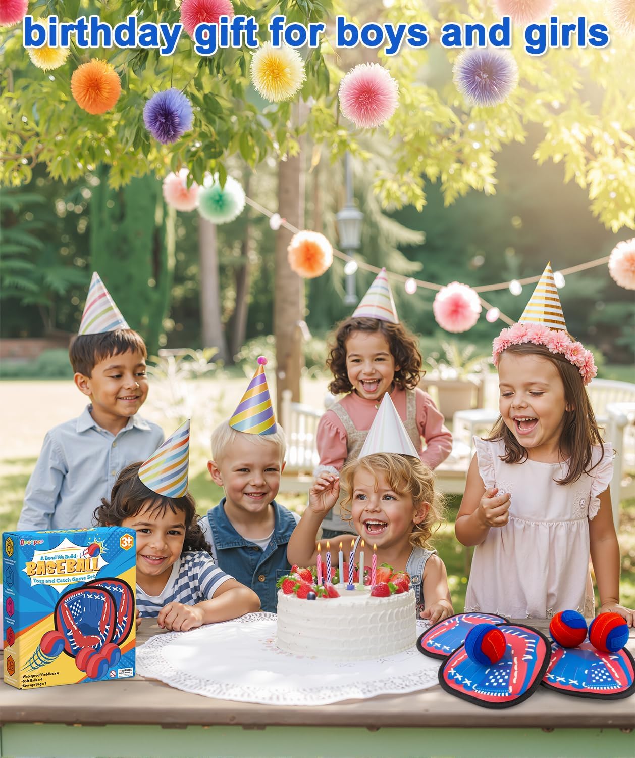 Toss and Catch Game Ball Set Toddler Toys for Ages 2-4 5-7 8-13 Boys Girls Birthday Gift, Yard Games Outside Beach Pool Outdoor Toys for 3 4 5 6 7 8 Year Old Gifts Kids Toddler Baseball Glove Red 4 paddles 4 balls image 2 of 9 B0CYLG5NST