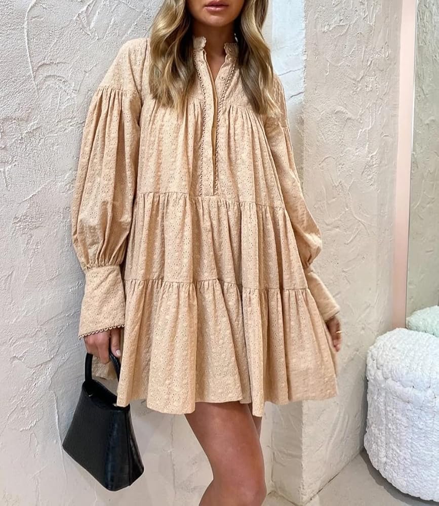 Amazon.com: Roiii Women's Casual Long Sleeve Dress Sundress