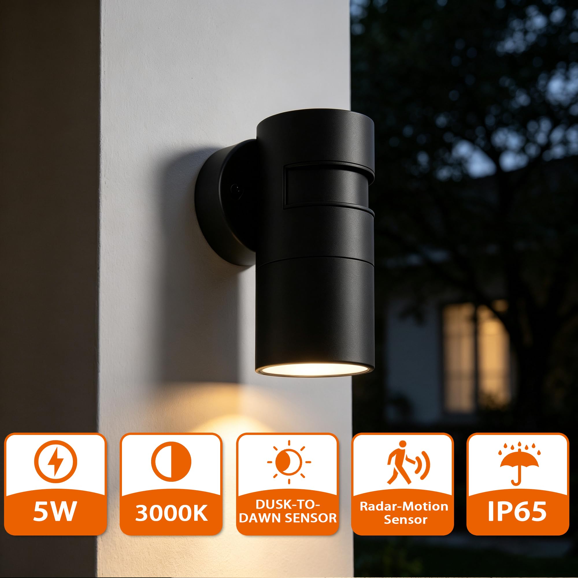 JNR Lampe Exterieur Detecteur de Mouvement Réglable, Noir 2 Pack
