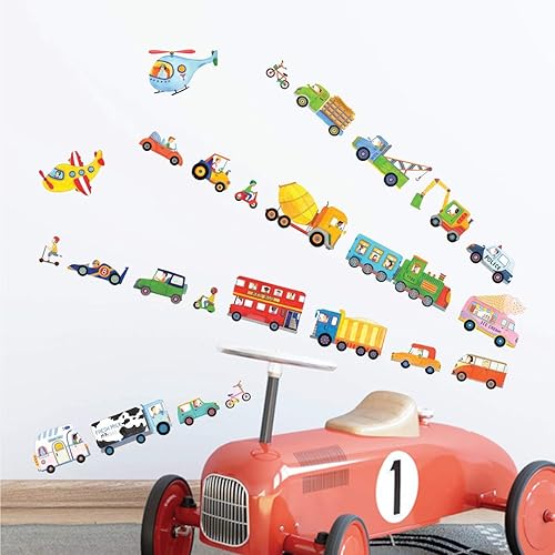 Miniatura 8 de DECOWALL DS-8015 The Transports - Calcomanías de pared para niños, calcomanías de pared extraíbles para niños, guardería, dormitorio, sala de estar