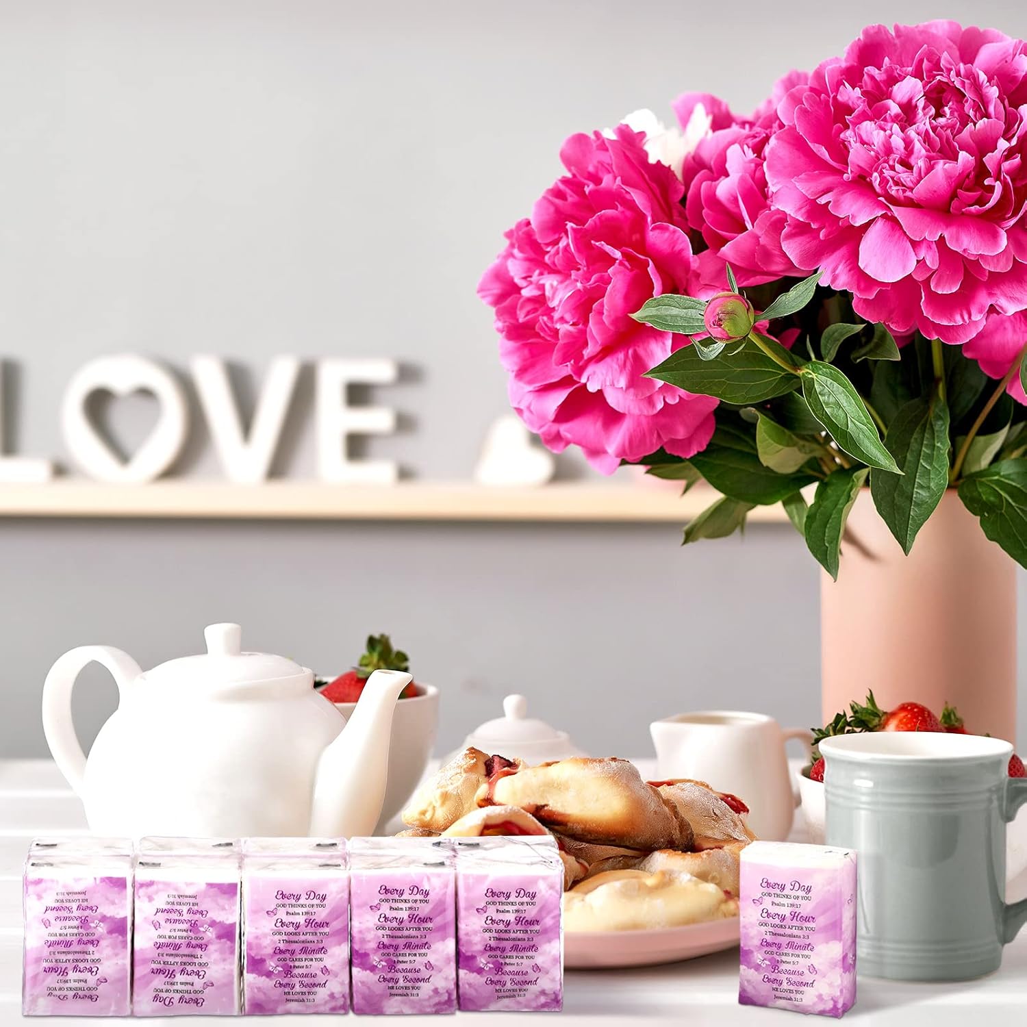 Yinder 60 Pack Christian Facial Tissues Pocket Size Facial with Bible Verse Wallet, Travel, Pocket, Travel Size 3 ply Individual Tissue Packs for Wedding Graduation Ceremony(Bible Verse) - Image 6