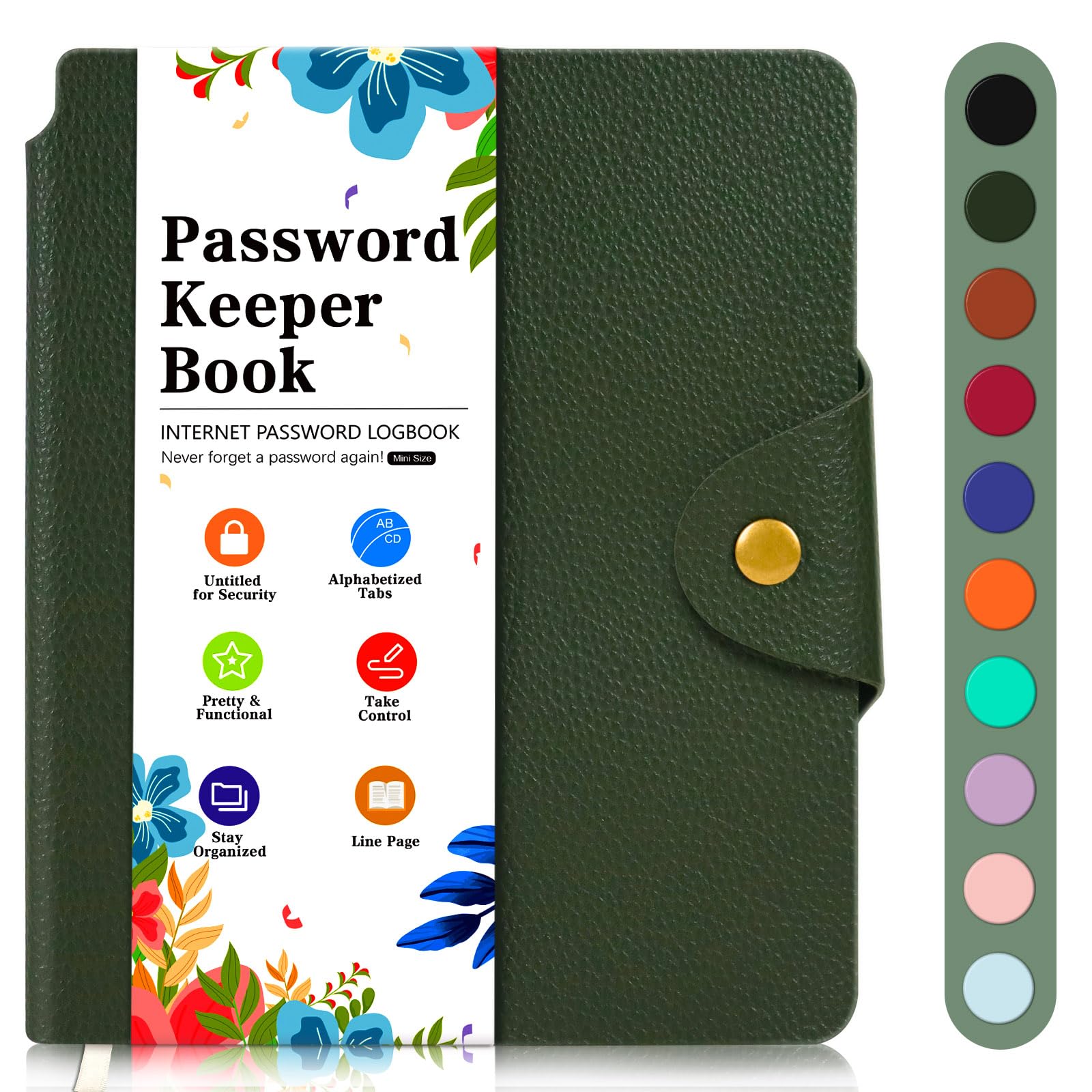 Password Book with Alphabetical Tabs, PU Leather Password Book Small