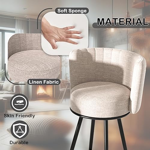 Miniatura 3 de Juego de 2 taburetes de bar, taburetes de altura de mostrador con respaldo y reposapiés con patas de metal, taburetes de mostrador para isla de