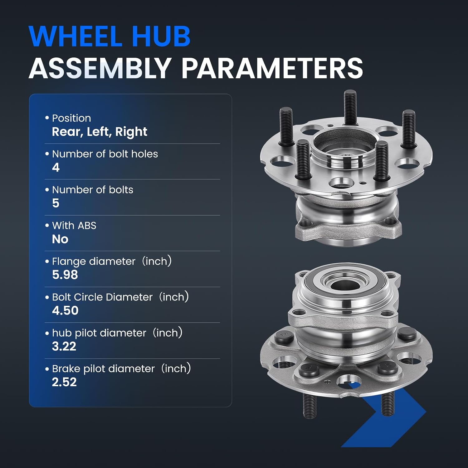 512501 Rear Wheel Bearing and Hub Assembly Compatible with Acura RDX 2013-2015 3.5L V6, Compatible with Honda CR-V 2012-2016 2.4L L4, Fits for AWD Models, 2PCS