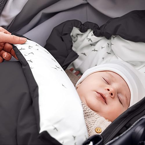 Miniatura 4 de Explorer - Saco para cochecito de bebé, lana natural y plumón, ajuste universal, multiusos, diseñado en Noruega, bolsa de banderines para cochecito