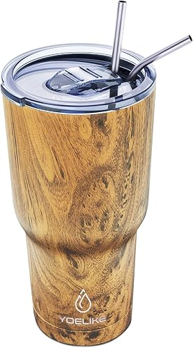 Miniatura 1 de Yoelike - Vaso de acero inoxidable, de 30 onzas, de doble pared con aislamiento al vacío, con tapa a prueba de salpicaduras, diseño de 25 patrones