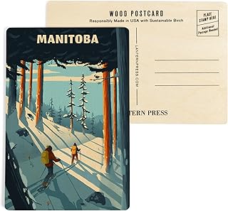Manitoba, Better on Foot, Snowshoeing (4x6 Birch Wood Postcards, 2-Pack Stationary, Rustic Home Wall Decor)