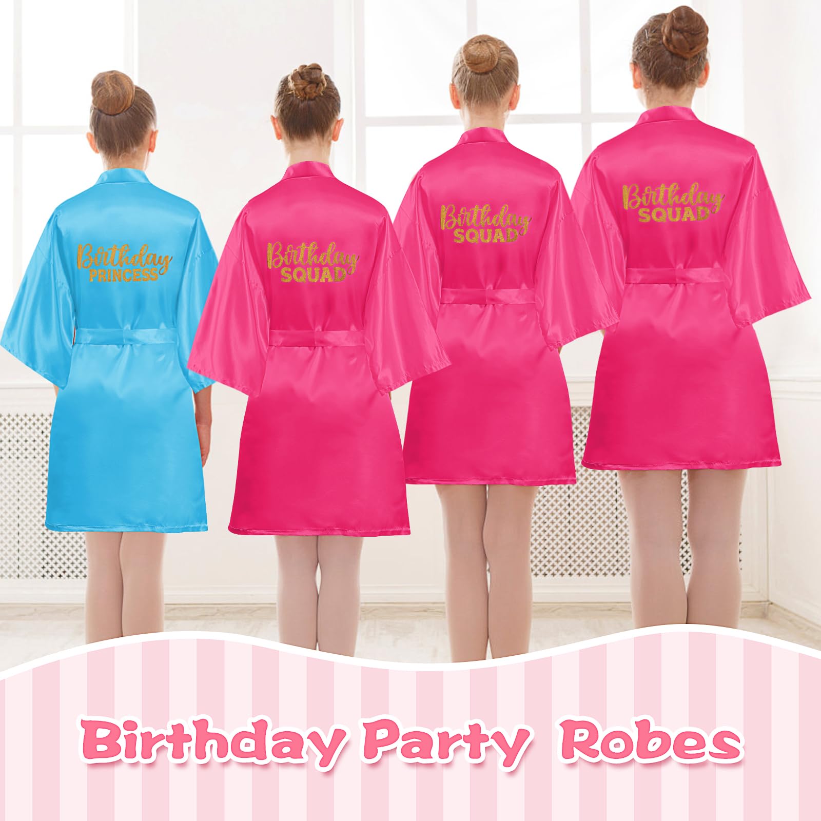 MSYU 7 pezzi di compleanno Squad Robe Spa Party Forniture Compleanno Principessa Robe Unicorno Slumber Pigiama per ragazze