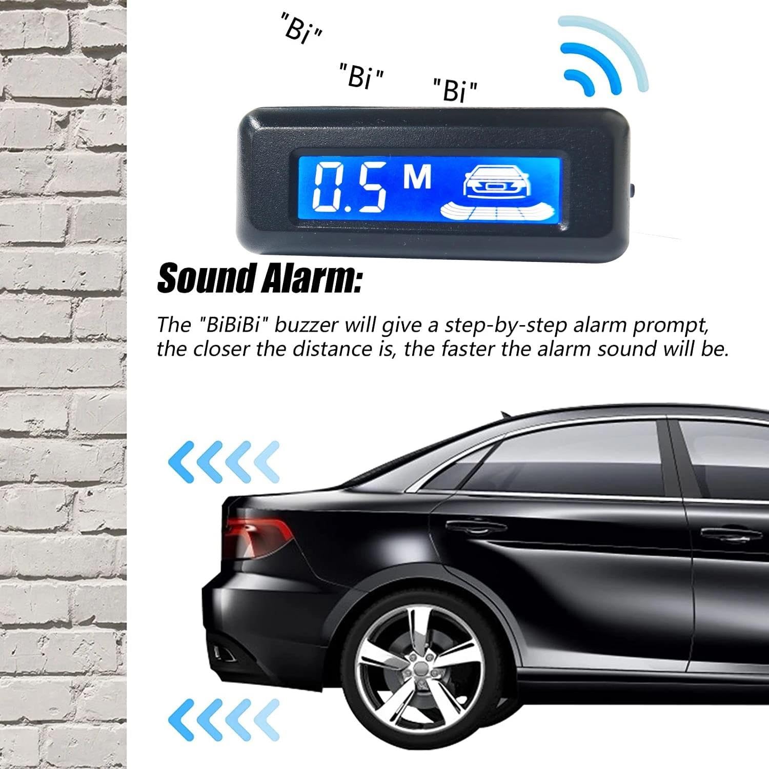 Kit sensori di parcheggio per Auto Parktronic, avvisatore Acustico per 4 sensori di parcheggio Posteriori (Rosso)