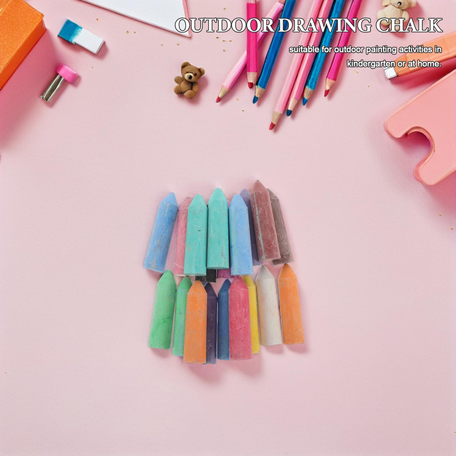 Toyvian 20 gessetti per marciapiede: gessetti jumbo lavabili per giochi artistici all'aperto - Dipingere su lavagna - Per lavagna e parco giochi 3,54X0,98X0,98 pollici