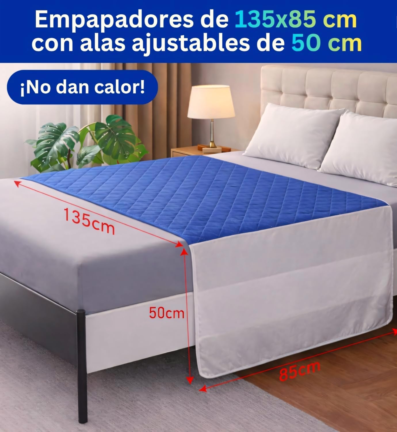 Empapadores Cama Adultos PREMIUM (135x85 cm) – Lavables con Alas – 5 Capas Absorbentes, Empapadores Grandes, Impermeables y Reutilizables, Ideal para Incontinencia de Adultos, Niños y Mayores – PACK 2