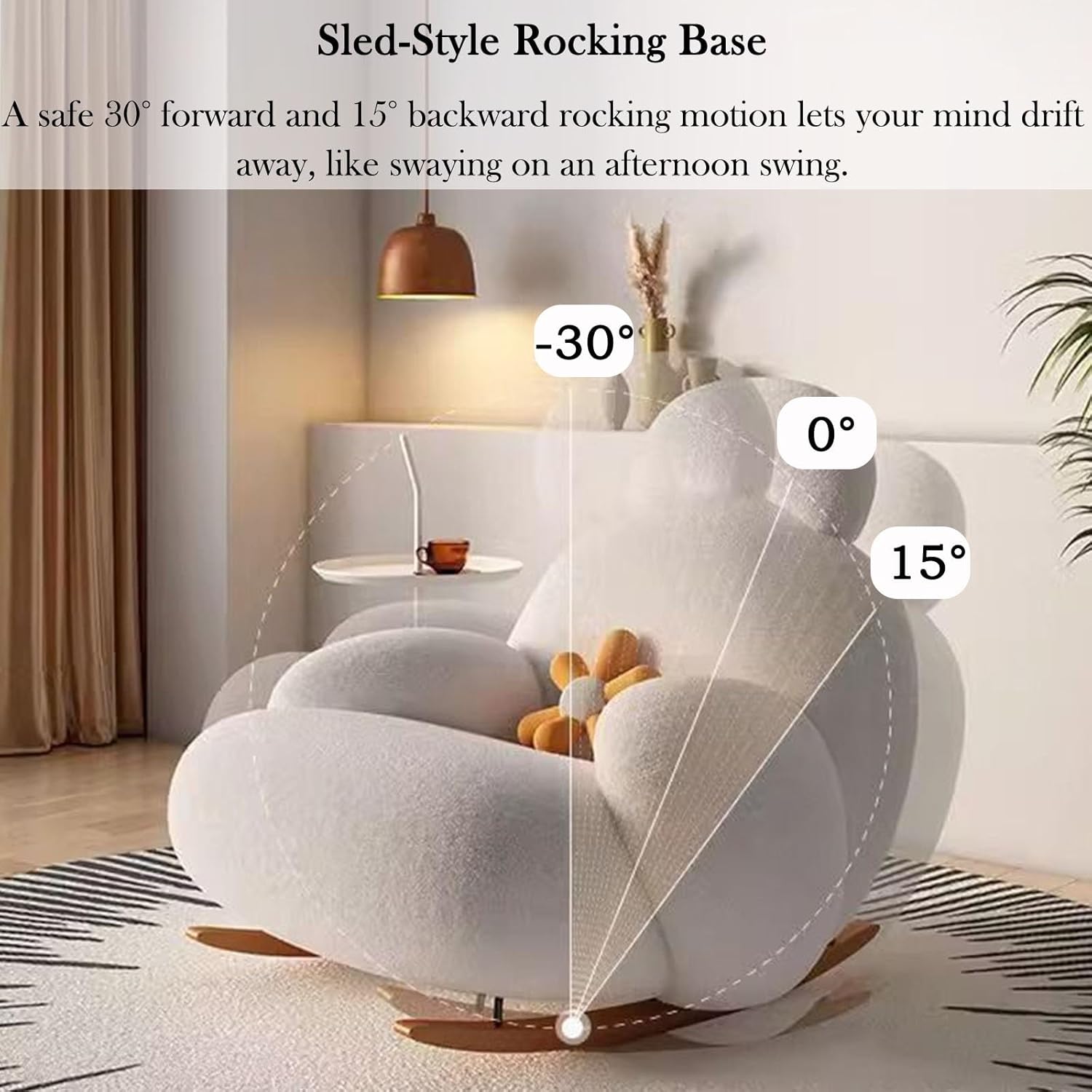 Ergonomic High Back Upholstered Recliner, Modern Accent Rocking Chair with Ottoman,Plush Seating with Solid Wood Legs,Low Center of Gravitys for Bedroom,Living Room(Grey,No footrest)