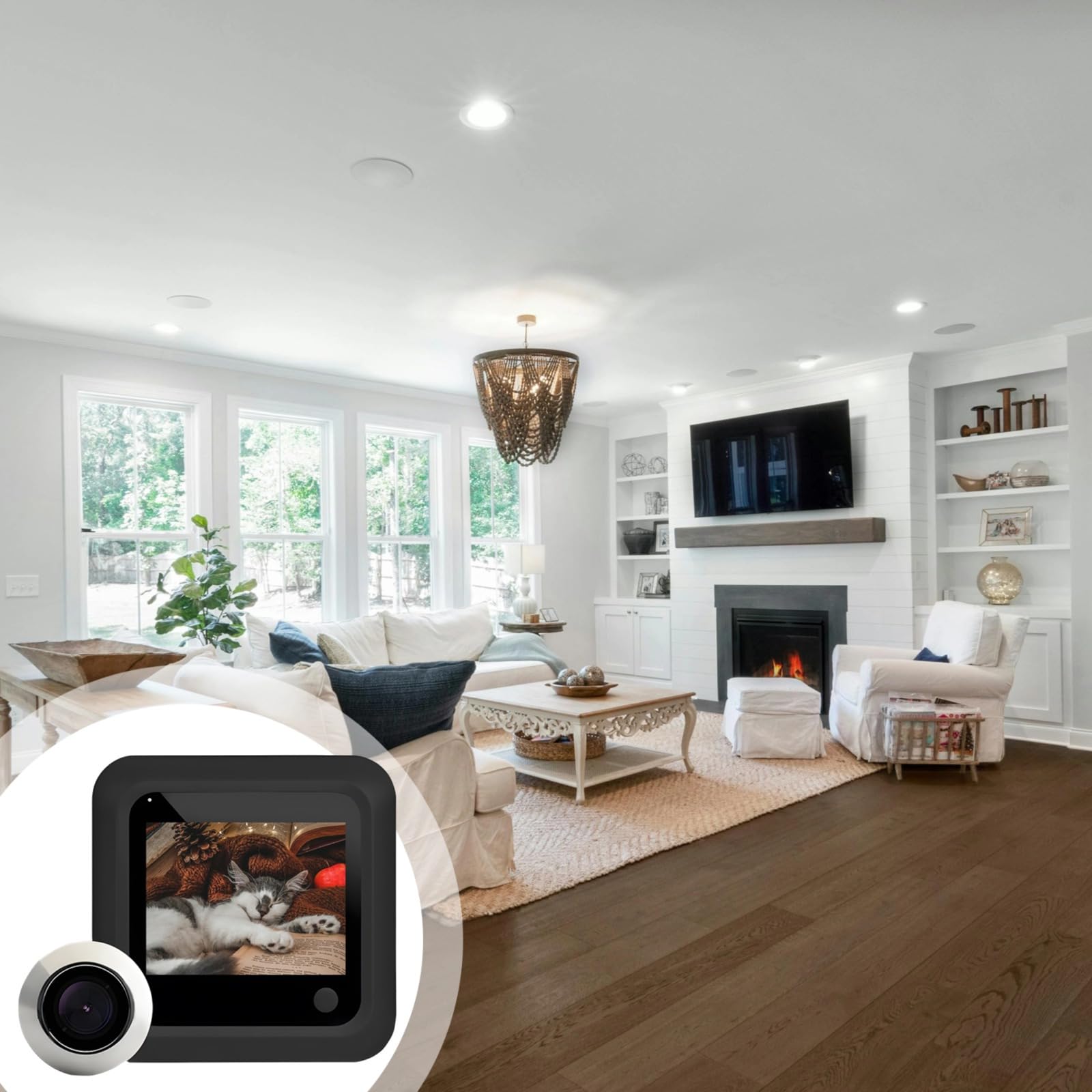 Visor inteligente electrónico, vigilancia para puerta delantera, pantalla de 2.4 pulgadas, cámara de mirilla, funciona con pilas, instalación fácil, puerta de apartamento, color negro