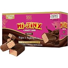 ChocZero Hi-Jinx Dark Chocolate Wafer Bars, Crispy Wafer Layers with Raspberry Creme, No Sugar Added, Gluten Free Candy Bars, 8.15 oz Box