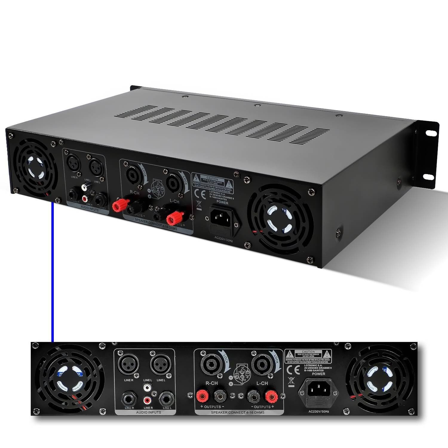 Amplificateur sono 2 x 250W rack 19" XLR/RCA/Jack 6.35mm - Ibiza Sound SA500