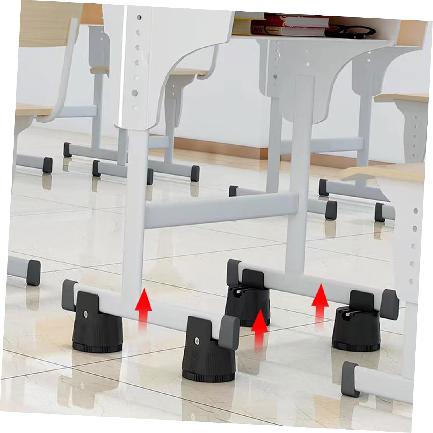 Adjustable Furniture Risers 2pcs Anti-Slip Bed and Chair Leg Heightening Pads for Desk Sofa and Table Heavy Duty Leveling Feet for Home and Office
