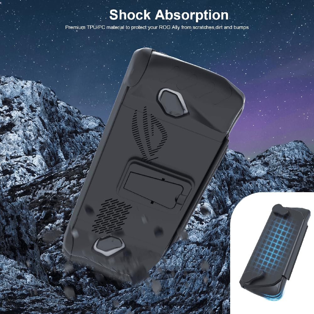 Coque de protection pour Asus ROG Ally avec support et coque avant amovible Accessoires ROG Ally Étui de protection et support en métal inclus