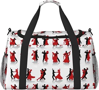 Bolsa de viaje de lona con estampado de baile para mujer, tamaño grande, color negro, talla única, Negro , Talla única