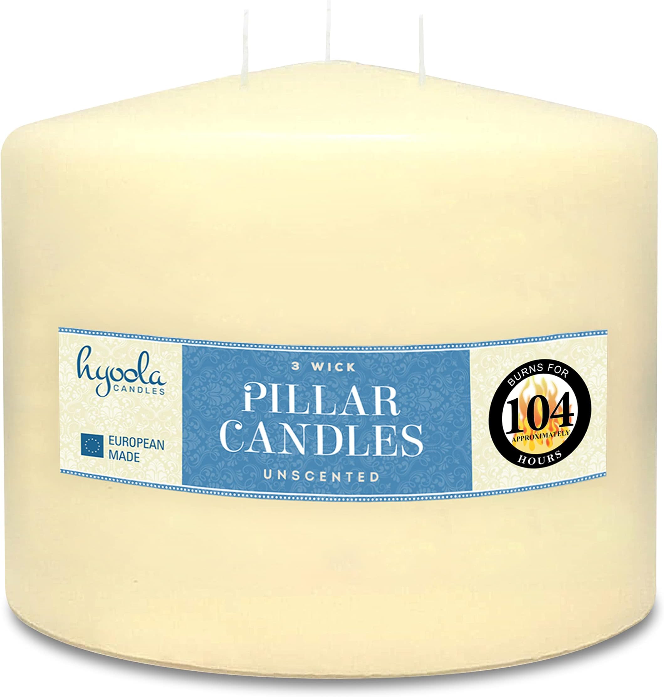 BOLSIUS 3 Wick Pillar Candle Ivory 6x4 Inches Premium