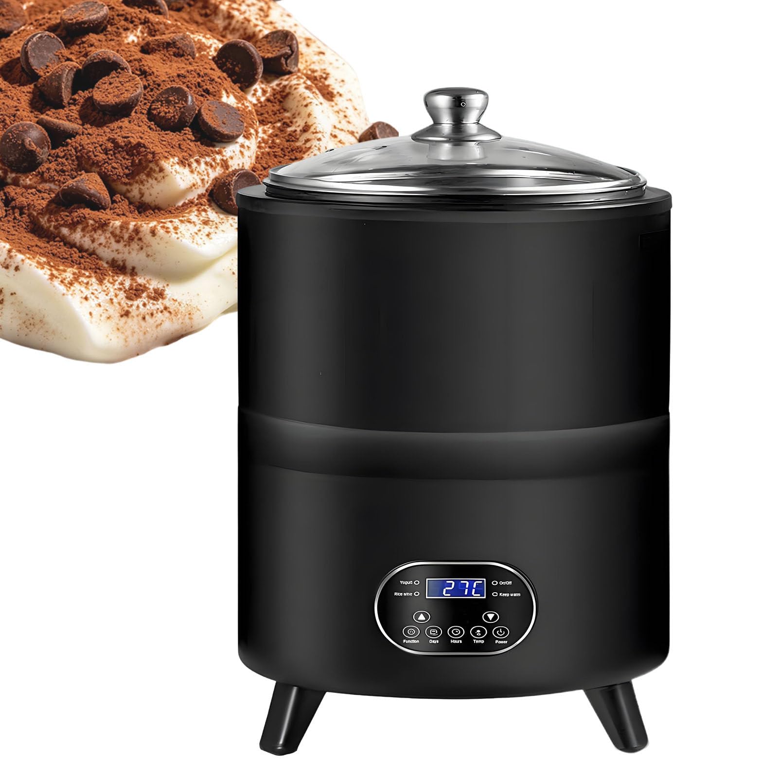 Ymnogjie 360° Smart Constant Temperature Yogurt Machine,Home Yogurt Incubator Electric Fermentation Machine,with Time and Temperature Control,for Fruit Vinegar,Yogurt,Rice Wine 8L-Black