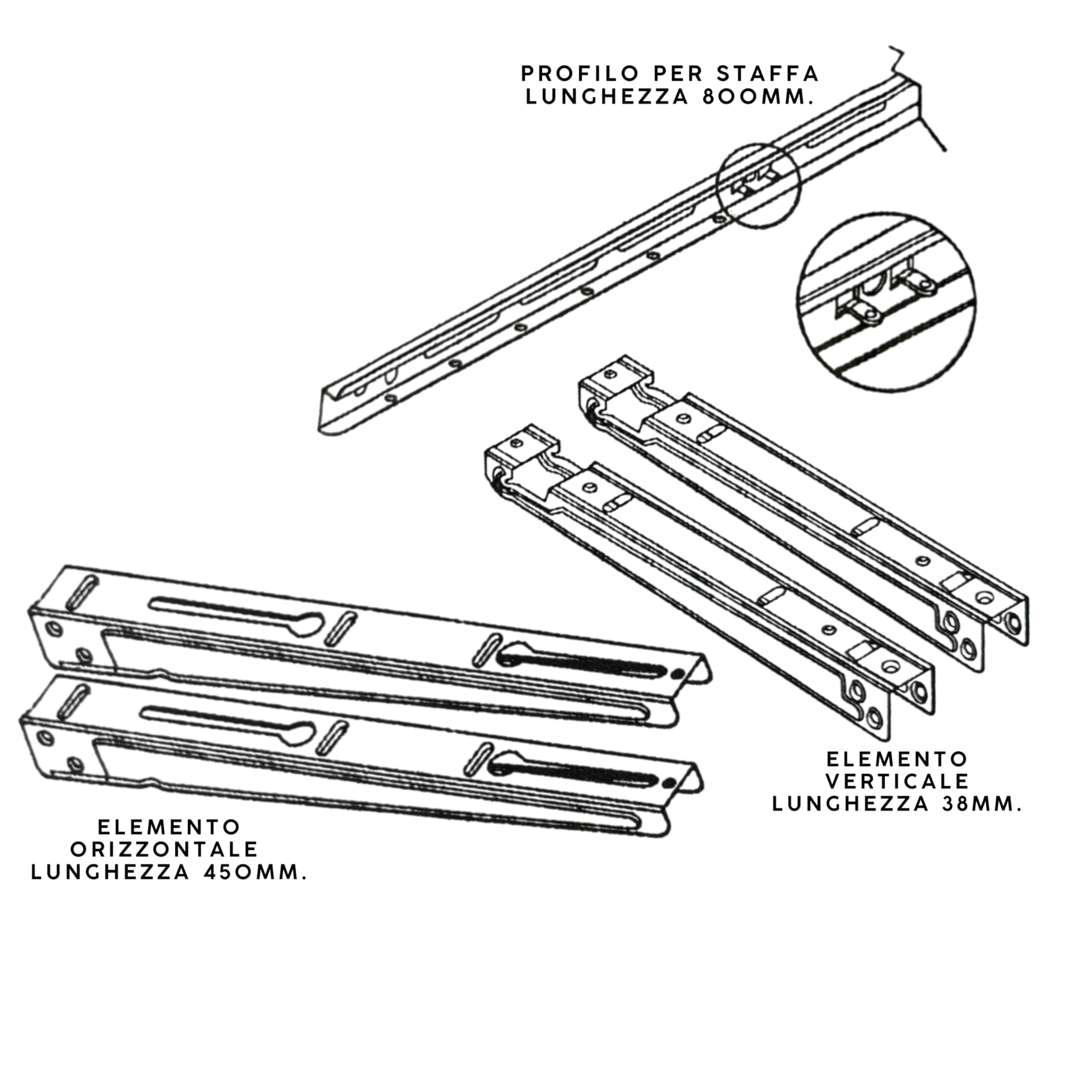 Staffe per Condizionatore Esterno - Supporto per Climatizzatore 38x45 con Traversa per Unità Esterna - Struttura Regolabile, Robusta, Stabile e Resistente (Con Traversa)