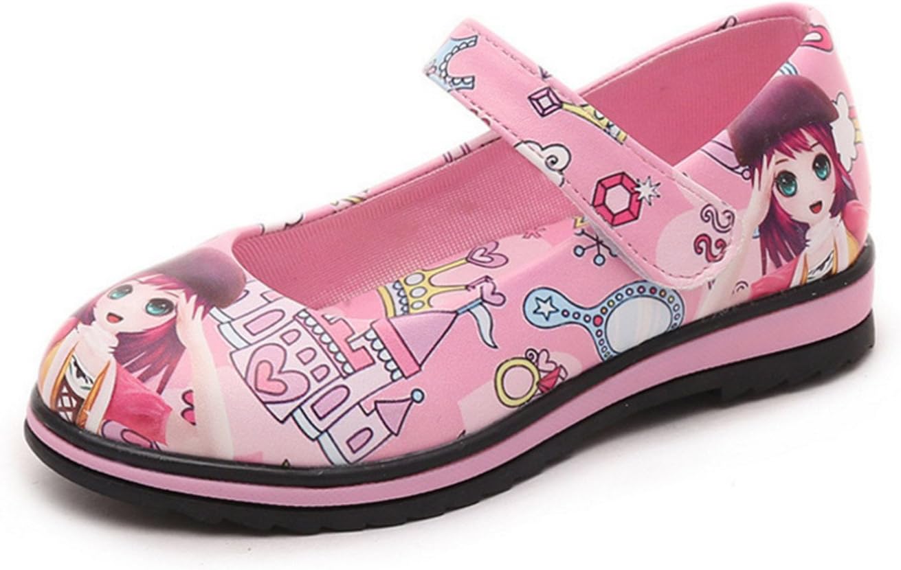 feilongzaitianba Children Spring Single Shoes Cute Girls Princess Dance Shoes 3D Painted Kids Leather Shoes Students