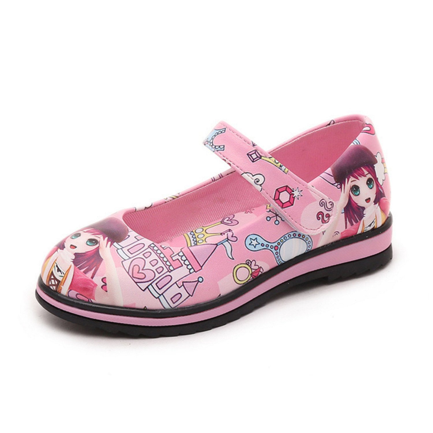 feilongzaitianba Children Spring Single Shoes Cute Girls Princess Dance Shoes 3D Painted Kids Leather Shoes Students