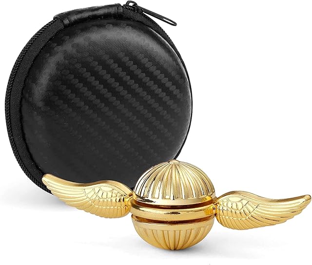 Golden Fidget Spinners, Metal Fingertip Gyro Fidget Ball Toy for Fans of Magical World, Finger Hand Spinner Christmas Birthday Gift for Kid Adult, Small Desk Sensory Toy Stress Relief Anti Anxiety
