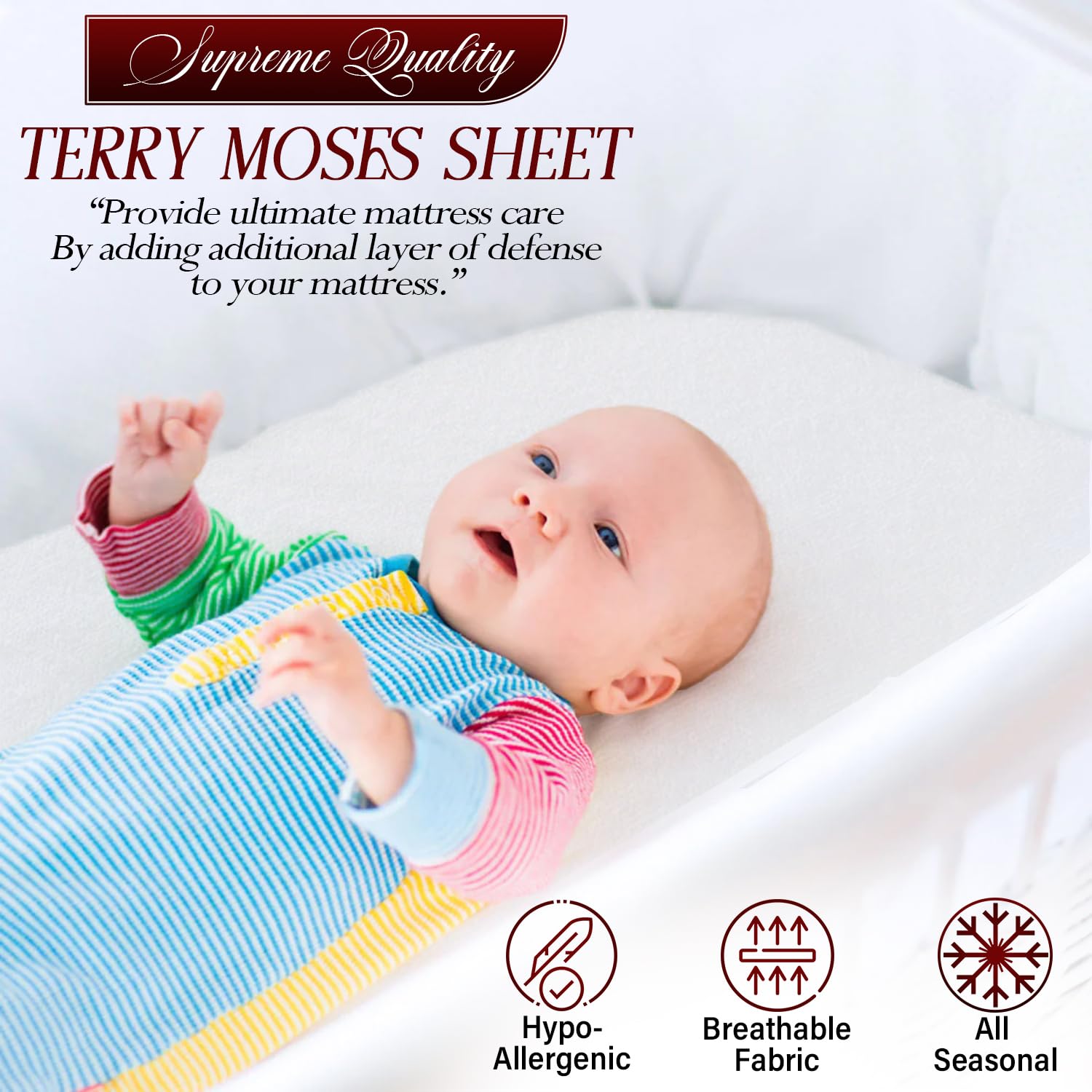 Linens World 100% bawełna, wodoodporny ochraniacz na materac do kosza Mojżesza - niealergiczny i oddychający - ochraniacz na materac na kosz Mojżesza bez głośnego kosza mojżesza wodoodporny ochraniacz na materac (35 x 75 cm)