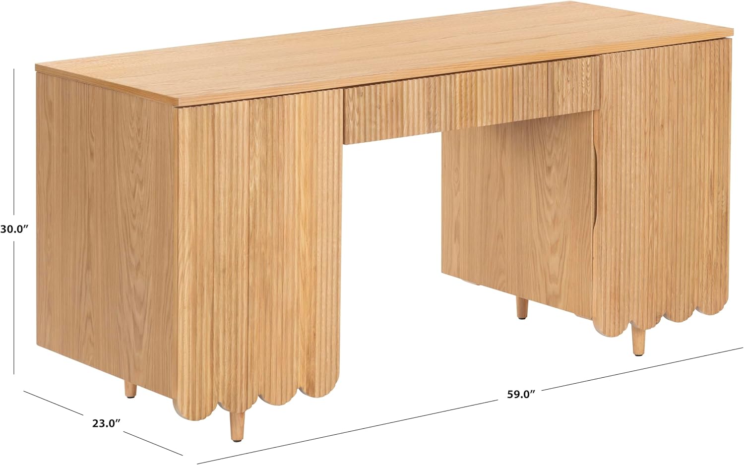 SAFAVIEH Couture Collection - Kristy Natural Fluted Wood Desk, Modern Writing Table with Textured Design (SFV4251A)