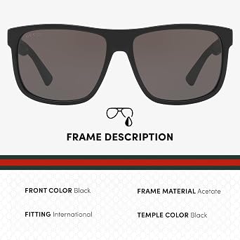 Gucci GG0010S Web Stripe Lettering Logo Sqaure Shape Sunglasses with Luxury Eyewear Kit