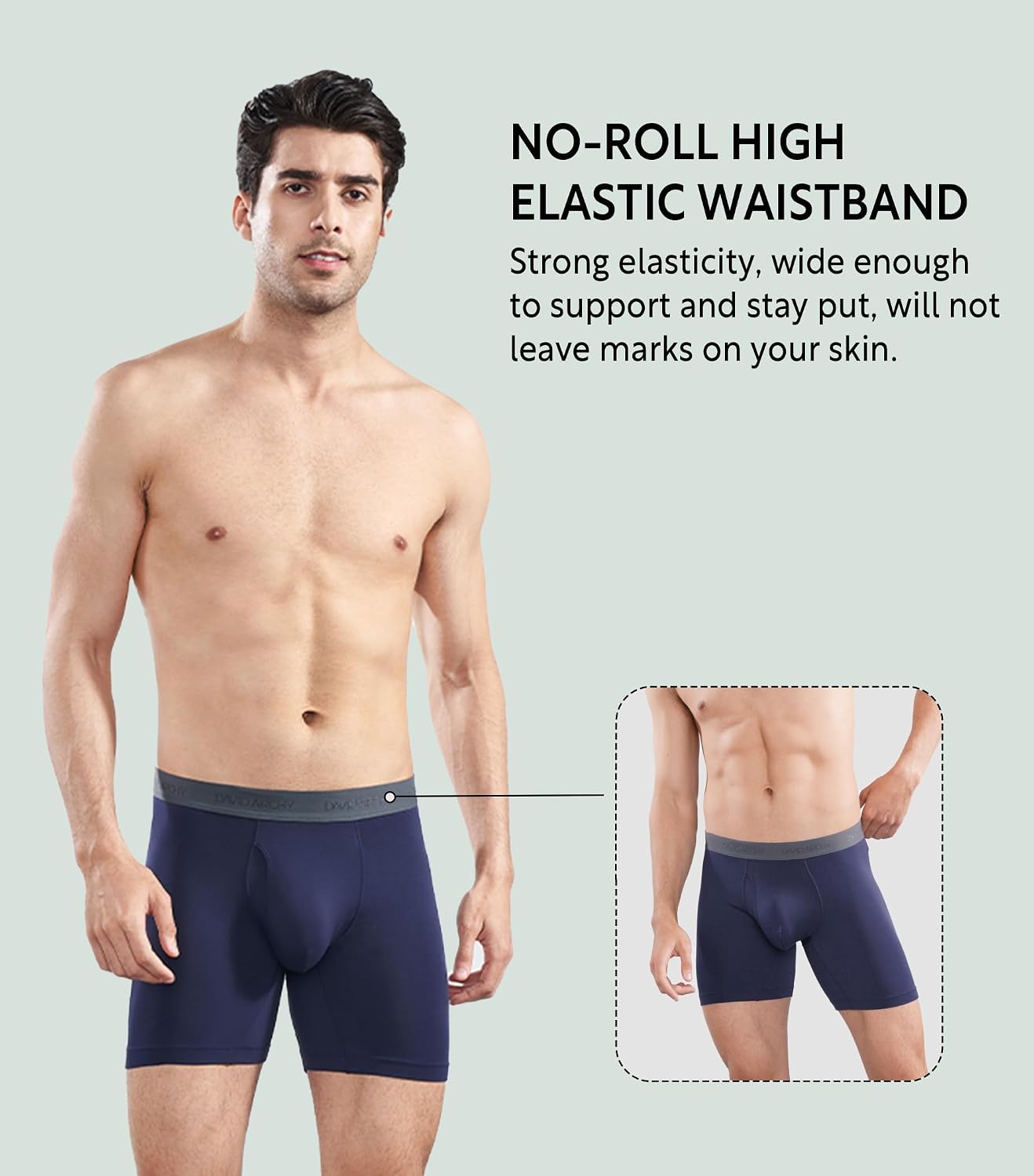 DAVID ARCHY Mens Underwear Wicking-Moisture Cooling Rayon Made From Bamboo Boxer Briefs with Support Pouch Fly 4 or 7 Pack