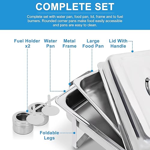 Miniatura 3 de SUPER DEAL Upgaded - Paquete de 4 platos de acero inoxidable de 8 cuartos de galón con bandeja de agua, bandeja para alimentos, soporte de