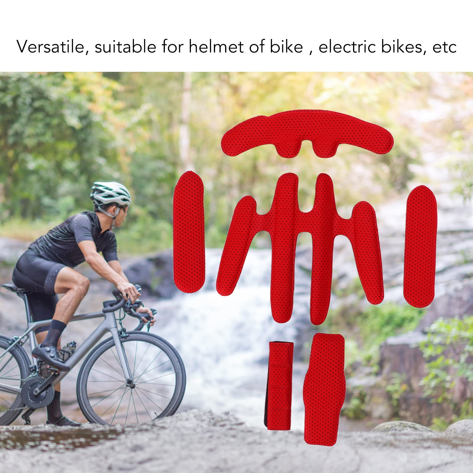 Helmets Padding Kit, 2 Sets Hot Pressing Sponge with Hook and Loop Bike Helmet Lining for Electric Bike Riding (Uniform Size)