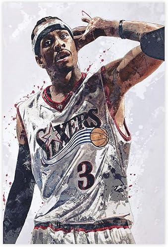 BAVIEN Allen Iverson - Pósteres artísticos de baloncesto, 2 pósteres en lienzo para decoración de pared, pintura para sala de estar, dormitorio, sin
